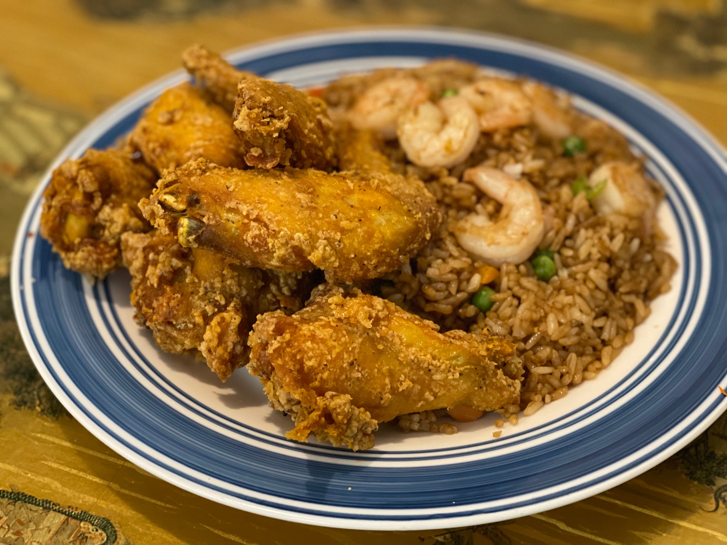 Shrimp Fried Rice With Chicken Wings